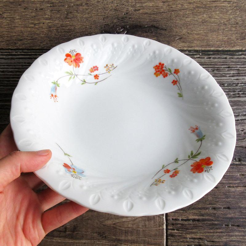 昭和レトロ 花柄クープ皿（色柄おまかせ）/ 21cm 当店オリジナル