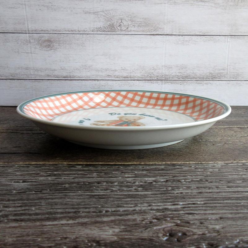 大皿 丸皿 プレート 食器 クマ ギンガムチェック くま柄 韓国食器風