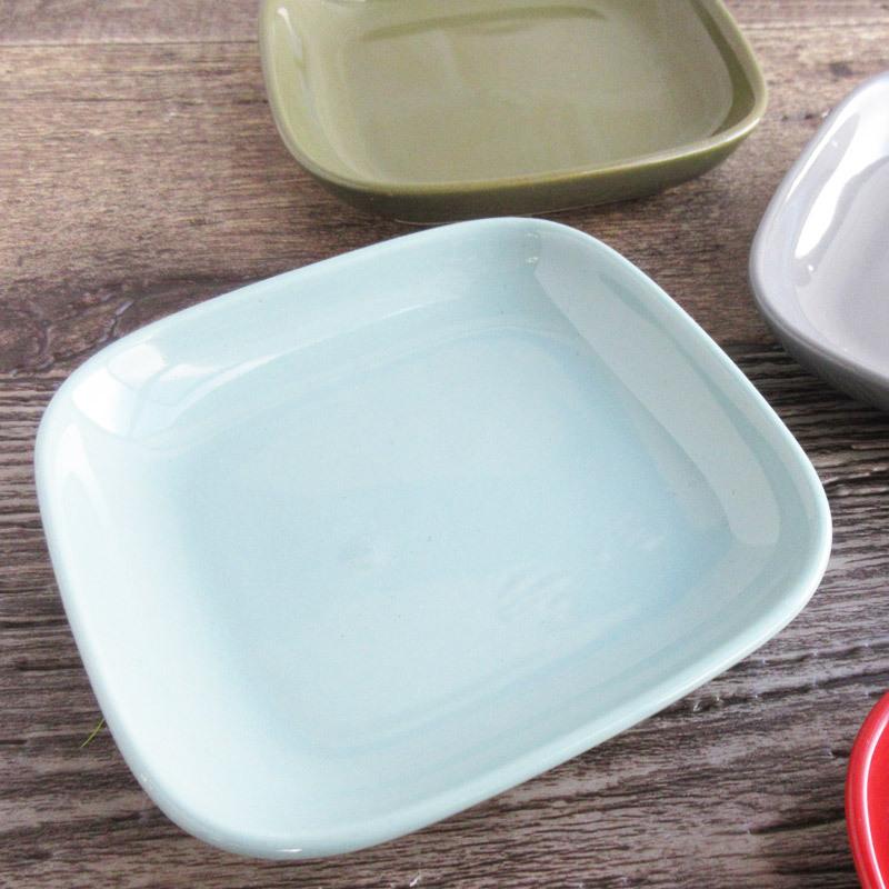 小皿 銘々皿 取り皿 食器 四角い器 レッド オレンジ カーキ ライト