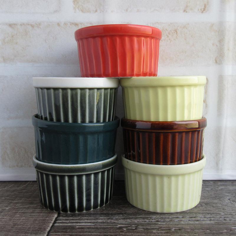 ココット スフレ 食器 赤色 緑色 黄色 お菓子づくり 小鉢 かわいい