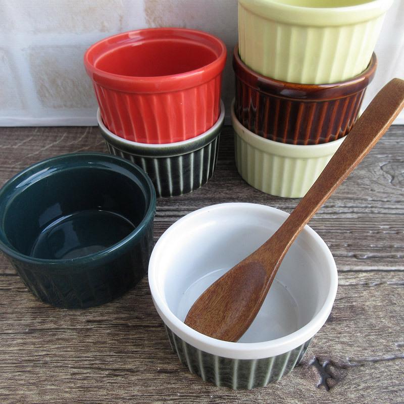 ココット スフレ 食器 赤色 緑色 黄色 お菓子づくり 小鉢 かわいい