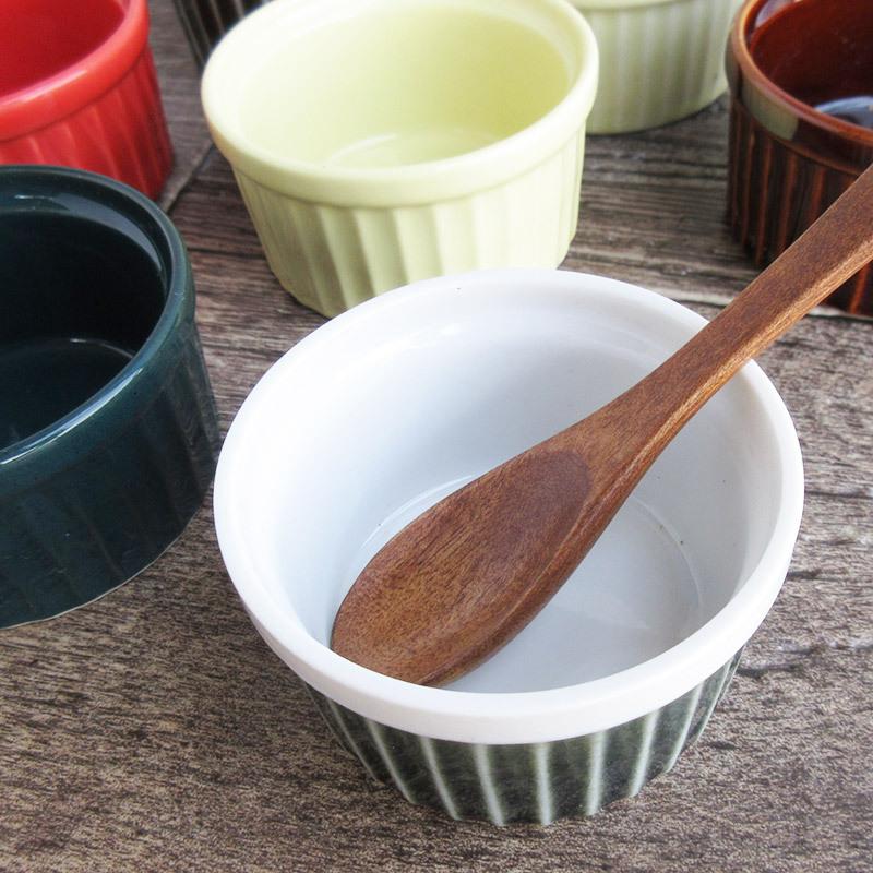 ココット スフレ 食器 赤色 緑色 黄色 お菓子づくり 小鉢 かわいい