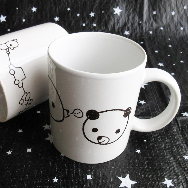 マグカップ 洋食器 モノクロ おしゃれ シンプル 手描き風 白黒 くま
