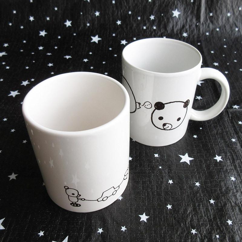 マグカップ 洋食器 モノクロ おしゃれ シンプル 手描き風 白黒 くま
