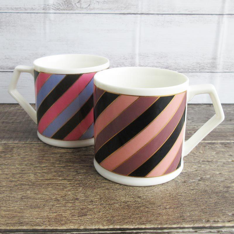 マグカップ 280cc 食器 マグ 昭和レトロ 斜めストライプ 金線 使い