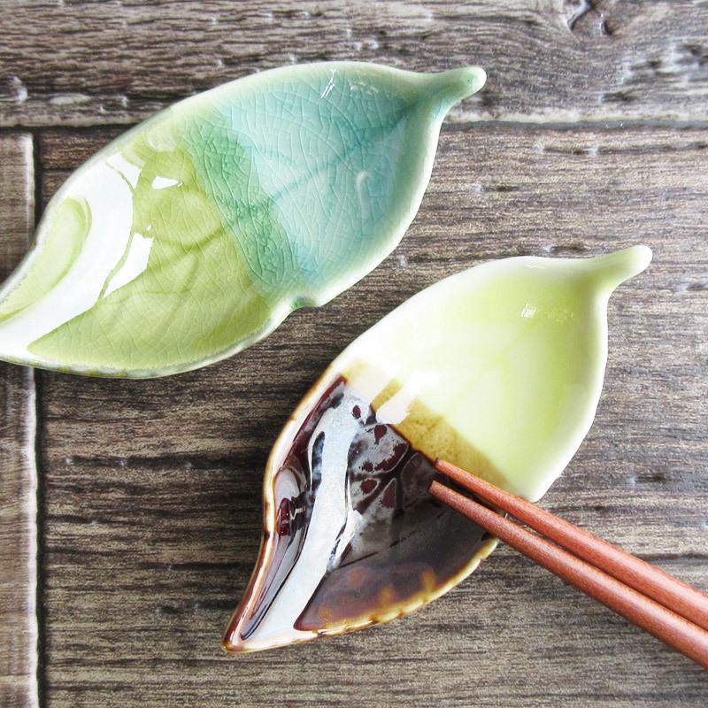 箸置き はしおき リーフ 葉っぱの形 カトラリーレスト グリーン