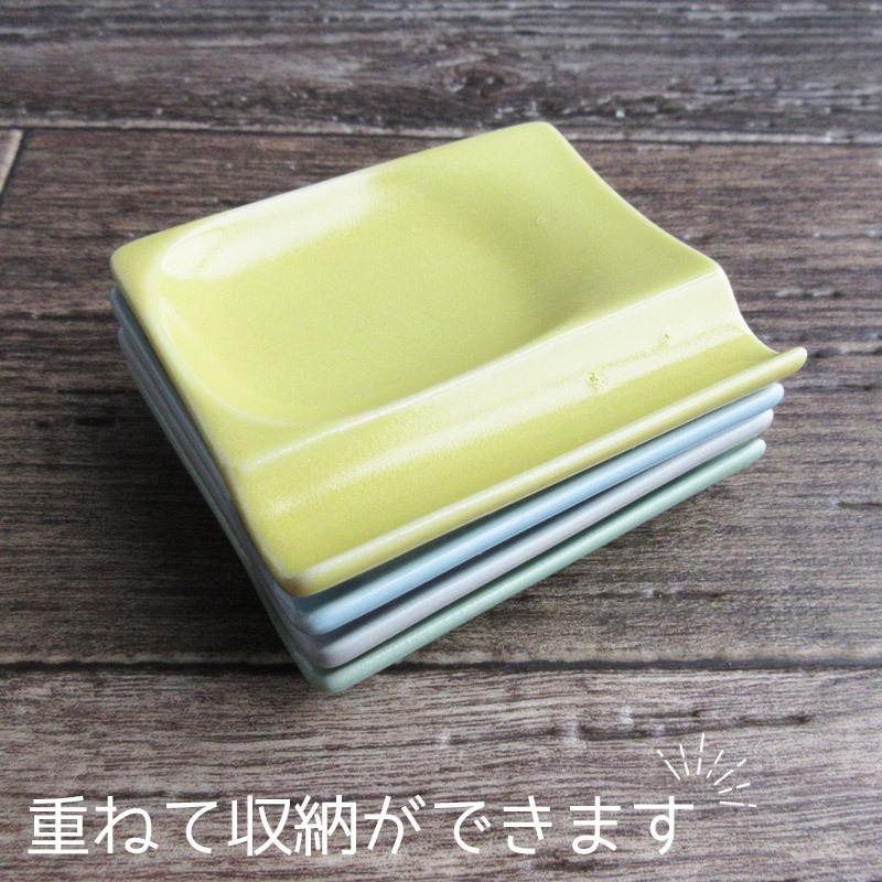 パステルカラー スクエア 箸置き小皿（4色選択）/ 箸置き スプーン