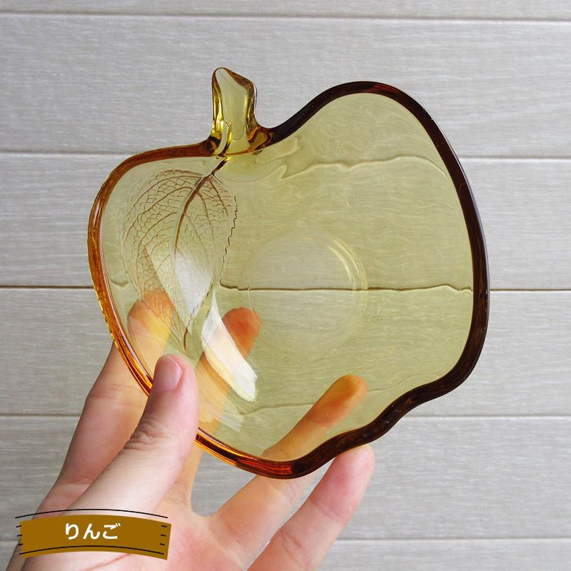 完売】アンバー ガラス製ボウル（2種選択）/ 昭和レトロ りんご カット