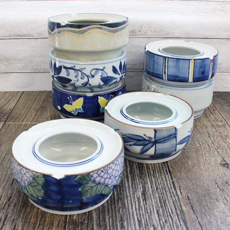 当店おまかせ 丸灰皿 13cm（色柄おまかせ）/ レトロな灰皿 陶器の灰皿