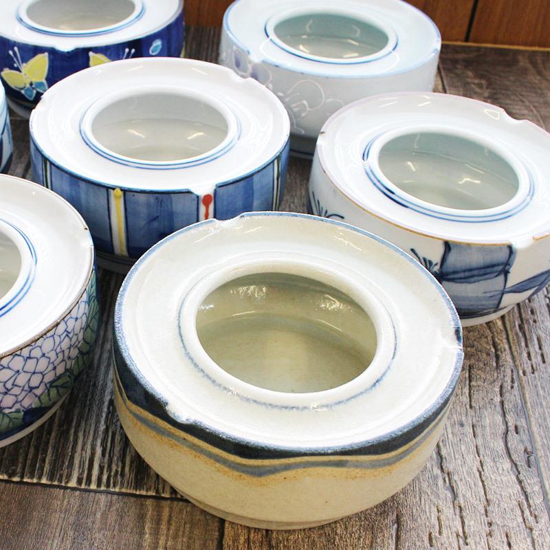 当店おまかせ 丸灰皿 13cm（色柄おまかせ）/ レトロな灰皿 陶器の灰皿