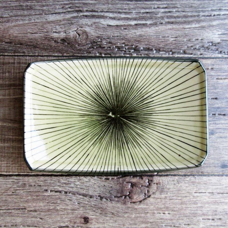 土灰釉十草 長角皿 18.5cm / 焼き物皿 お刺身 天ぷら 焼魚