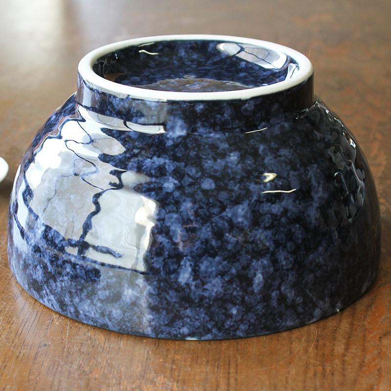 紺うのふ 白ライン 釜上丼 17cm / どんぶり 日本製 藍色 ネイビー 美濃