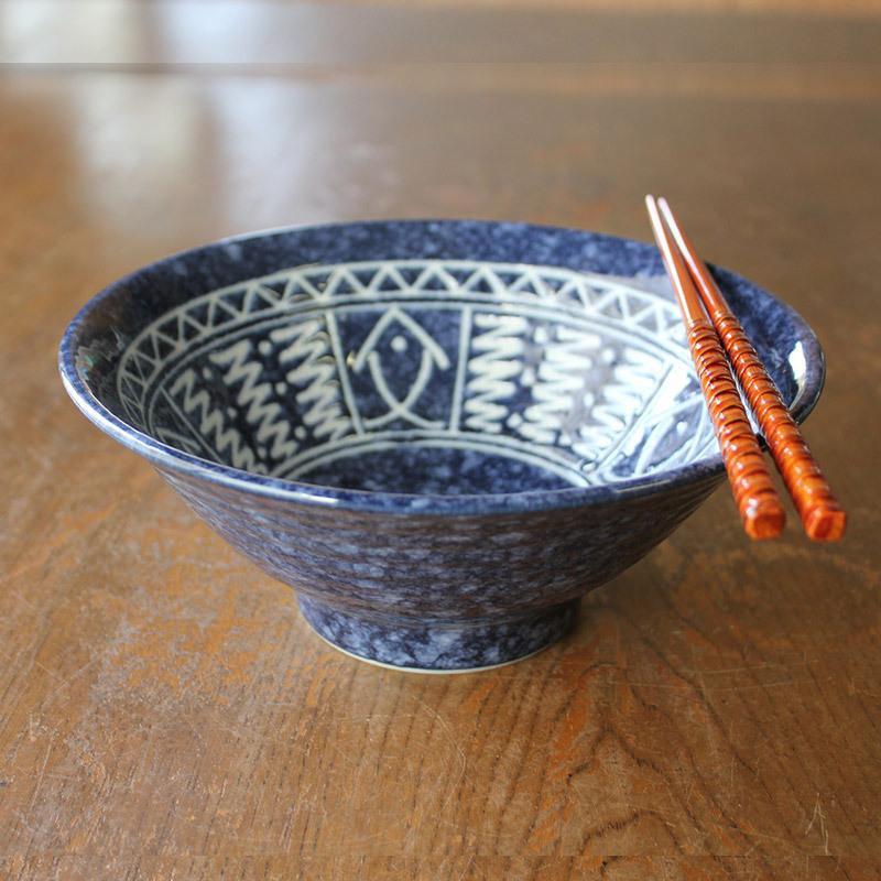 紺ドリーム そば丼 6.5寸 / 19.5cm どんぶり 日本製 藍色 ネイビー