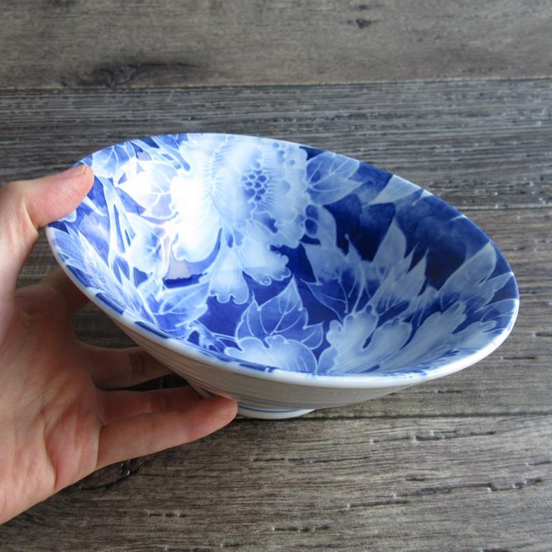 青い花柄の陶器丼 3個セット 青い花柄の陶器丼 3個セット 青い花柄の陶器丼 3個セット