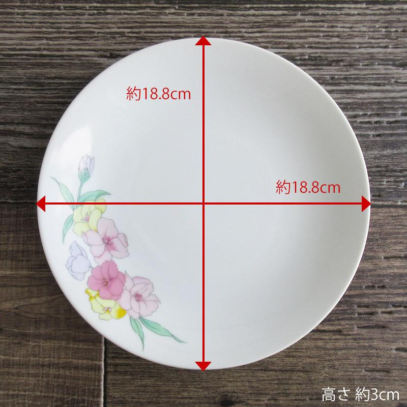 昭和レトロ 和風な花柄 丸皿 18.8cm / 和食器 取り皿 和菓子 お