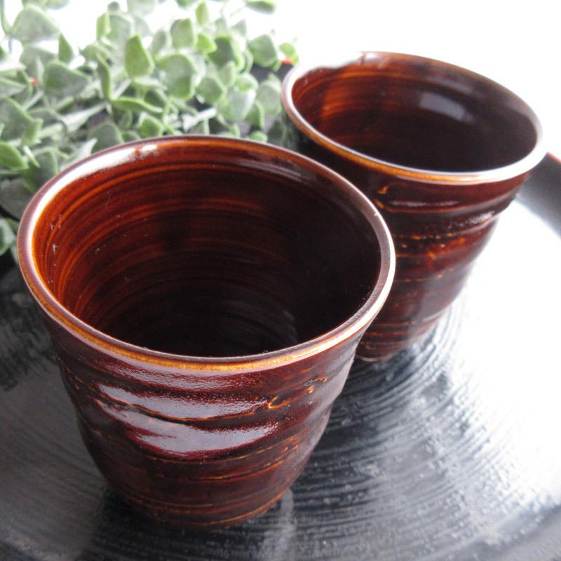 湯呑 湯のみ 和食器 アメ釉 茶色 ブラウン 飴色 ゆのみ 和風 和カフェ