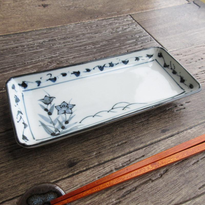 桔梗 長角皿 21cm ききょう 古染 花柄 キキョウ 刺身皿 焼き物皿 スクエア お刺身 天ぷら 焼魚 卵焼き 和食器 アウトレット食器 Y785 サラーミキ Yahoo 店 通販 Yahoo ショッピング