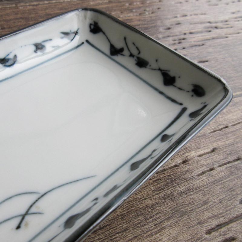 桔梗 長角皿 21cm / ききょう 古染 花柄 キキョウ 刺身皿 焼き物