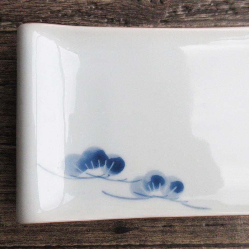 青と白の八角形皿 松の木デザイン 直径約32cm 【公式通販】