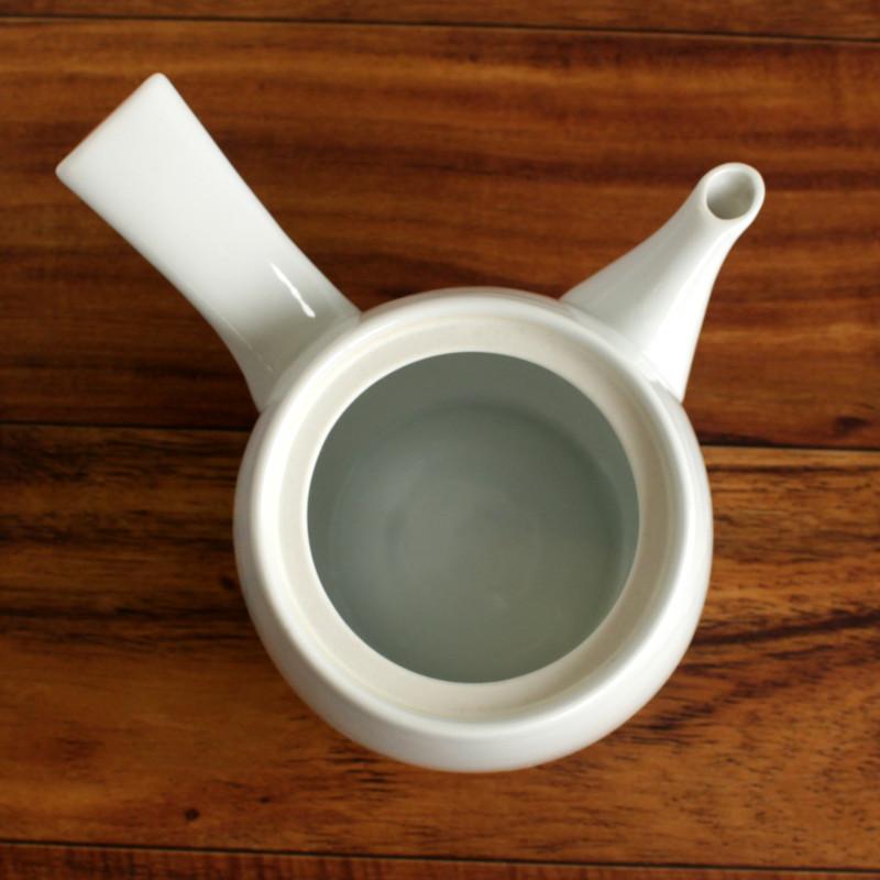 白磁急須 スリム持ち手 / 500cc 簡易茶漉し ティーポット ポット 茶器