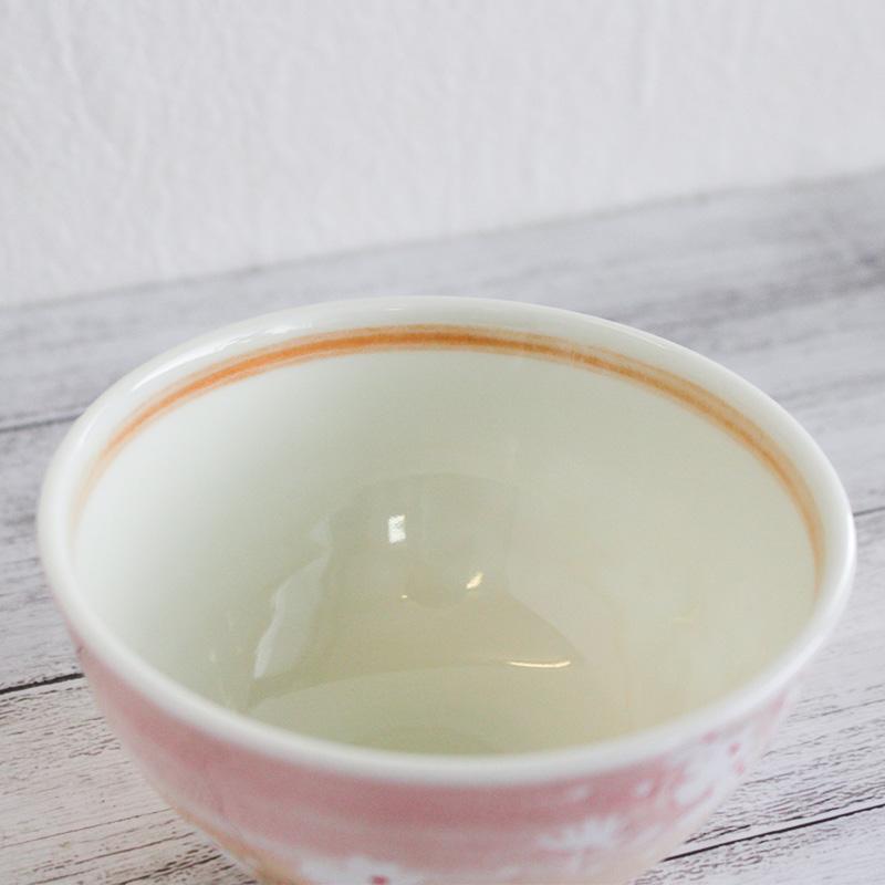 リボン柄 ホワイト ピンク 飯碗 ポーセラーツ お茶碗 リボン - cafe famille | minne byGMOペパボ 国内
