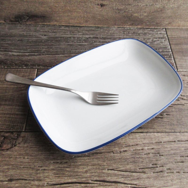 プレート 食器 長角皿 中皿 パスタ皿 角プラター ホーロー風 シンプル