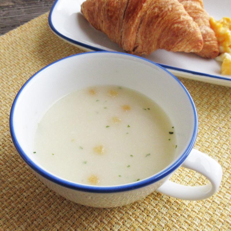 スープカップ 300cc スープマグ ブルーライン ホーロー風 白い食器