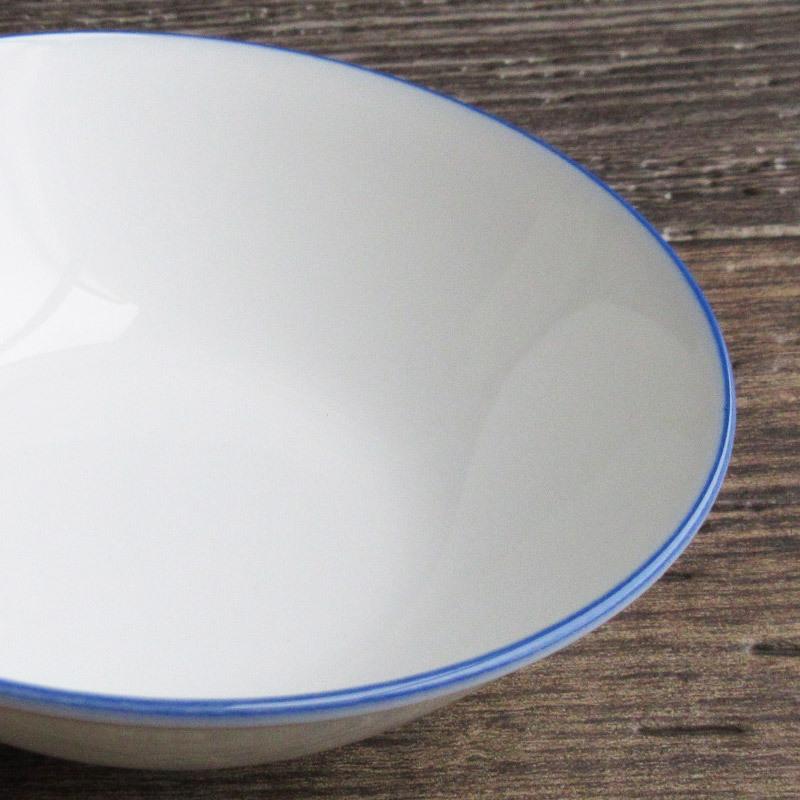 サラダボウル 小鉢 食器 ブルーライン ホーロー風 中鉢 白い食器