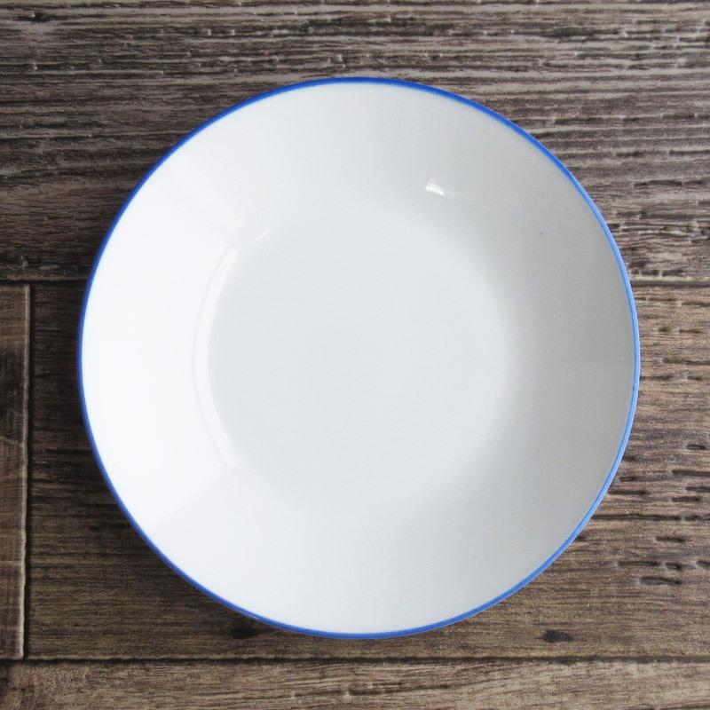 ブルーライン ホーロー風 丸皿 ポトフ 白い食器 サラダ 朝食 小鉢 持ち