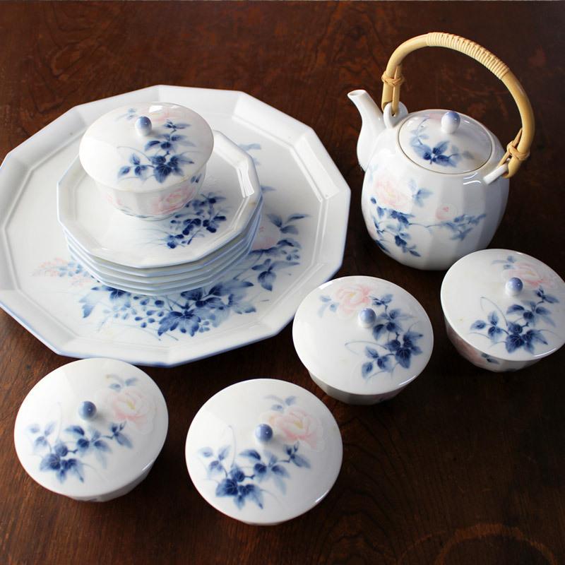 乃りたけ はなづくし 和食器セット Noritake 花づくし 大皿 土瓶 蓋付き煎茶 銘々皿 東海銀行 40周年記念 オールドノリタケ  ノベルティ デッドストック y902 サラーミキ !店 通販 