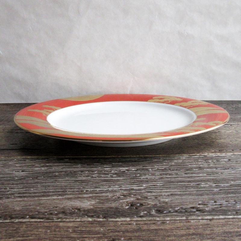 皿 プレート 和食器 27.5cm 朱巻 松 金色 お正月 丸皿 金彩 ハレの日