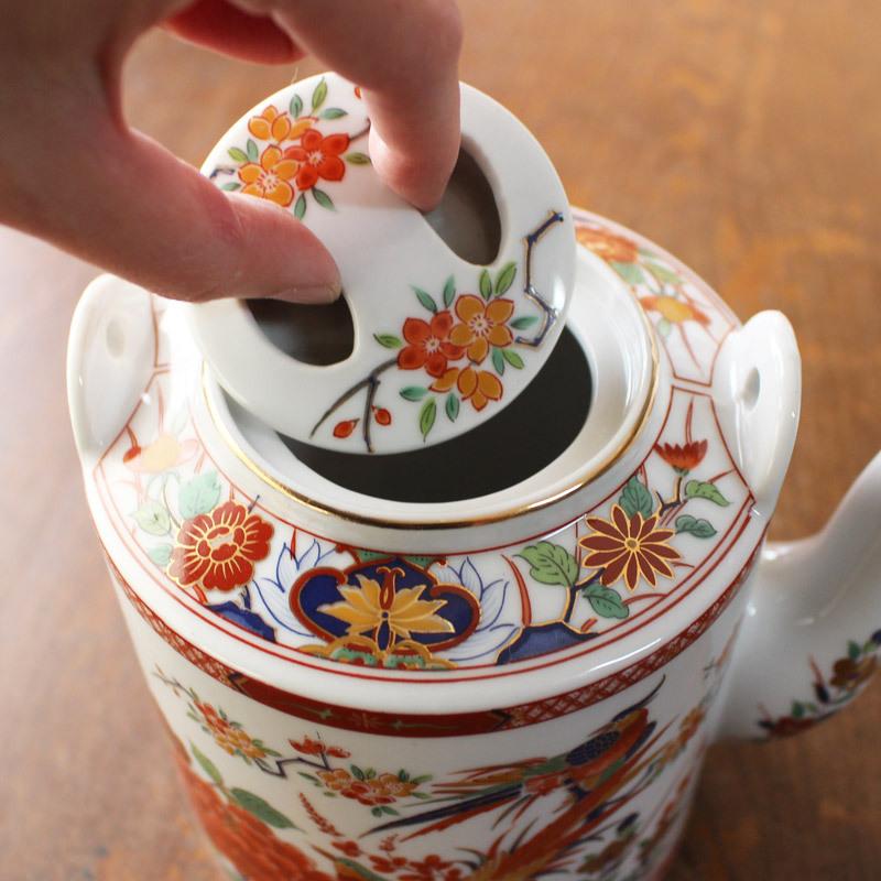 土瓶 急須 取っ手つき アンティーク風 金彩 金飾 金線 オリエンタル