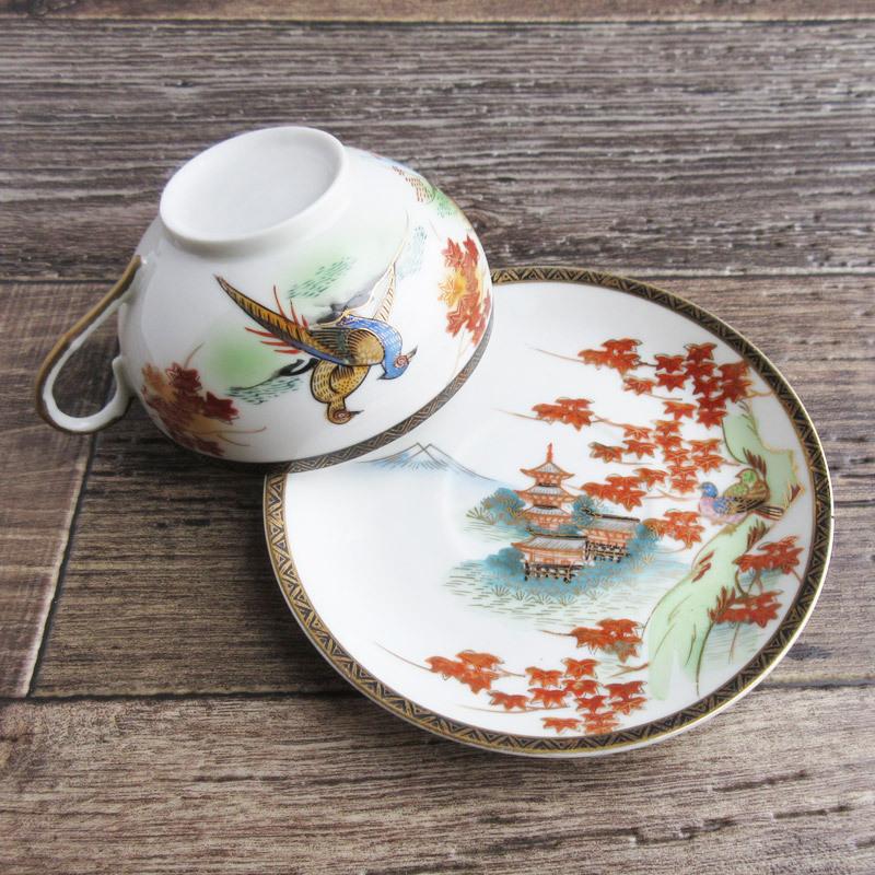 カップ&ソーサー 透かし美人 芸者の透かし絵 レトロ 海外貿易用