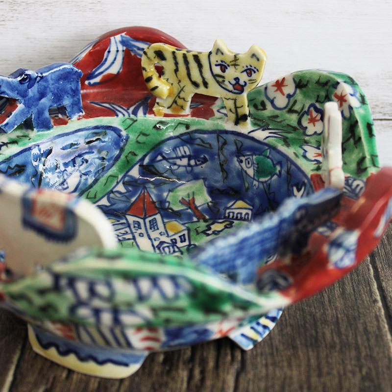 有賀正季 菓子鉢 トラ うさぎ ロバ ぞう 海外旅行 世界の風景 岐阜県