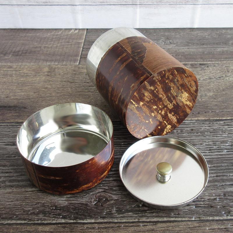 桜皮茶筒 / 平茶筒 保存容器 お茶っ葉入れ 桜の皮 桜皮細工 平筒 桜の