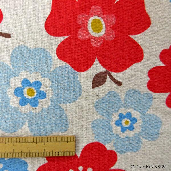 綿麻混シーチング生地（AP4560-2）フラワー柄プリント/生成　生地巾110cm   数量1（50cm）330円  国産 |  | 04