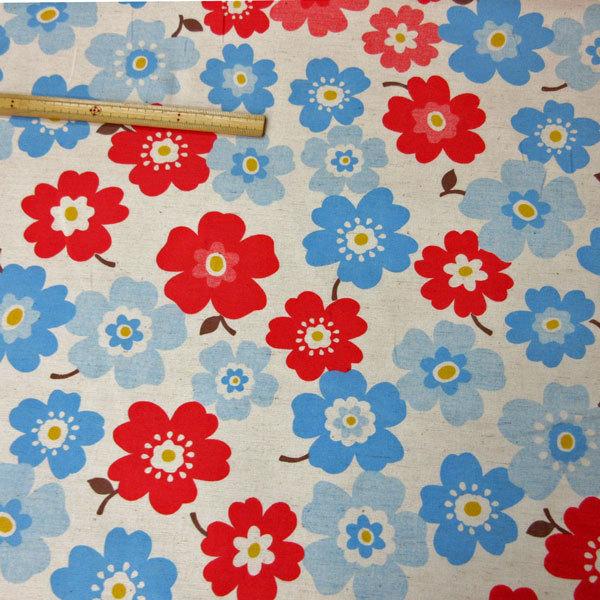 綿麻混シーチング生地（AP4560-2）フラワー柄プリント/生成　生地巾110cm   数量1（50cm）330円  国産 |  | 06