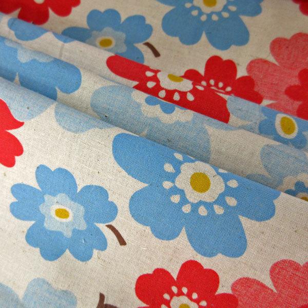 綿麻混シーチング生地（AP4560-2）フラワー柄プリント/生成　生地巾110cm   数量1（50cm）330円  国産 |  | 07