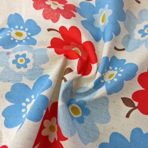 綿麻混シーチング生地（AP4560-2）フラワー柄プリント/生成　生地巾110cm   数量1（50cm）330円  国産 |  | 08