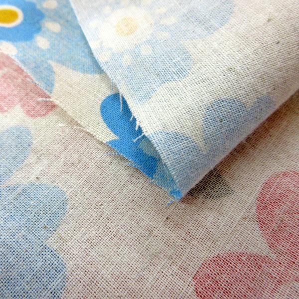 綿麻混シーチング生地（AP4560-2）フラワー柄プリント/生成　生地巾110cm   数量1（50cm）330円  国産 |  | 10
