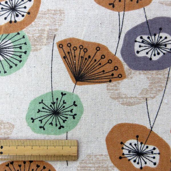 綿麻混キャンバス生地（7700-10）FUWARI/北欧調プリント　生地巾110cm   数量1（50cm）350円  日本製 |  | 11