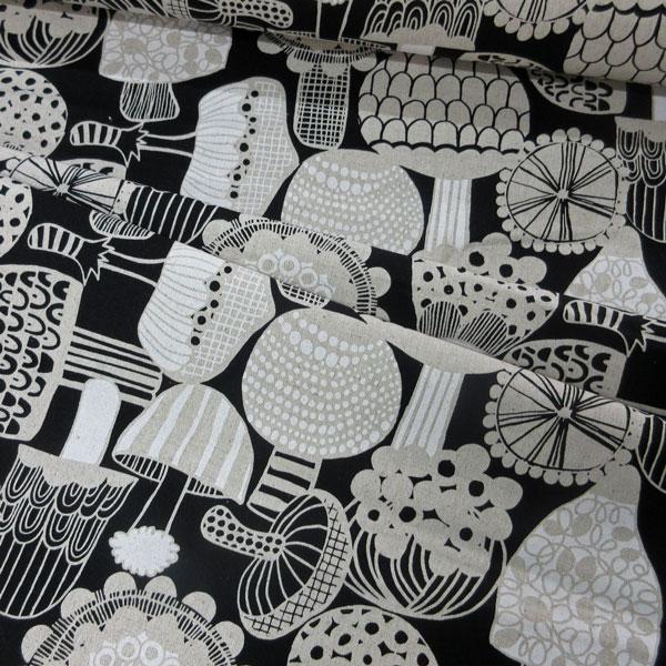 コットンリネンキャンバス生地（AP51901）北欧PT（キノコ）  生地巾110cm 数量1（50cm）500円  MADE in JAPAN    *1mまで送料250円/ゆうパケット便* |  | 12