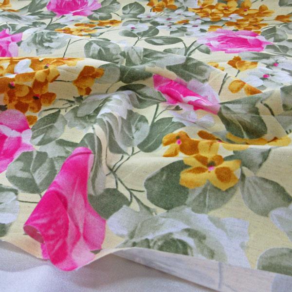 コットンリネン生地（YAS300）花柄プリント（水彩画風）  生地巾108cm 数量1（50cm）295円  MADE in JAPAN    *1.5mまで送料250円/ゆうパケット便* |  | 04