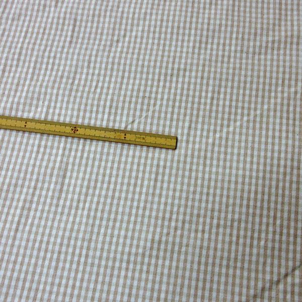 綿麻混ギンガムチェック生地（KN-2020）生成 x ベージュ　生地巾145cm 数量1（50cm）330円  【特価商品】MADE in JAPAN |  | 07