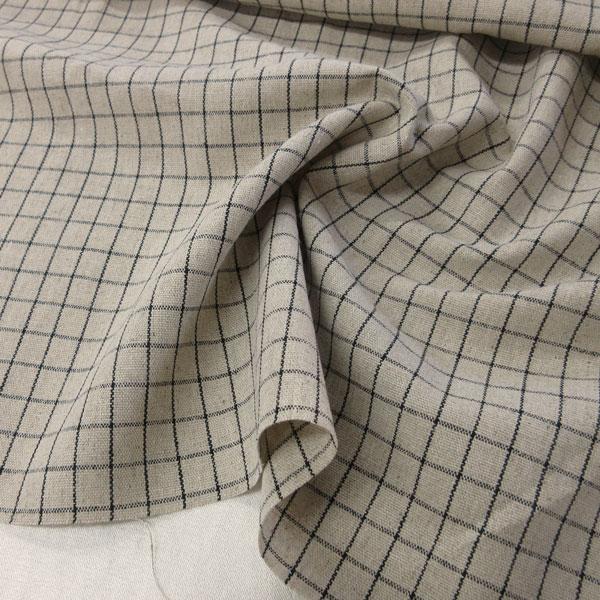 先染ハーフリネン（5545-4）格子柄（生成）　生地巾110cm 数量1（50cm）450円  【特価商品】 |  | 02