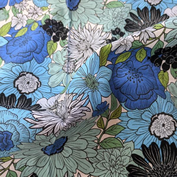 コットンリネンキャンバス生地（AP55803）北欧フラワーPT  生地巾110cm 数量1（50cm）490円  MADE in JAPAN    *1mまで送料250円/ネコポス便可能* |  | 01