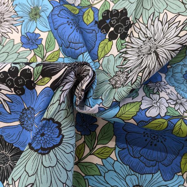 コットンリネンキャンバス生地（AP55803）北欧フラワーPT  生地巾110cm 数量1（50cm）490円  MADE in JAPAN    *1mまで送料250円/ネコポス便可能* |  | 03
