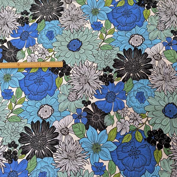 コットンリネンキャンバス生地（AP55803）北欧フラワーPT  生地巾110cm 数量1（50cm）490円  MADE in JAPAN    *1mまで送料250円/ネコポス便可能* |  | 05