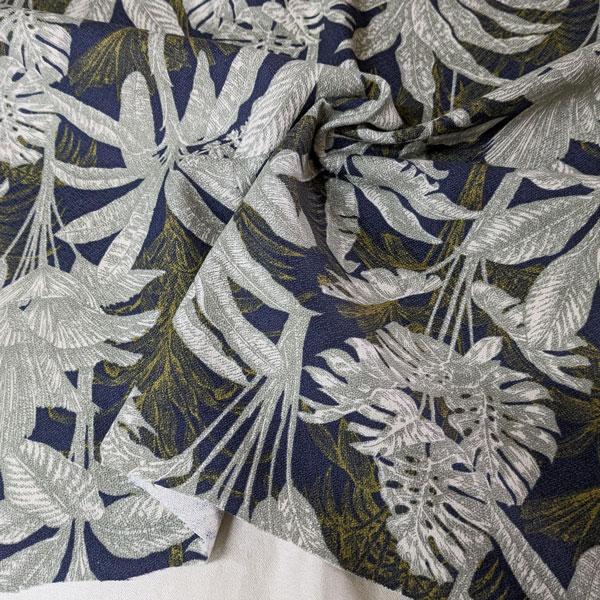 綿麻混織生地メロンクロス（5025-310）ボタニカルプリント　生地巾110cm   数量1（50cm）390円　　 MADEinJAPAN |  | 05