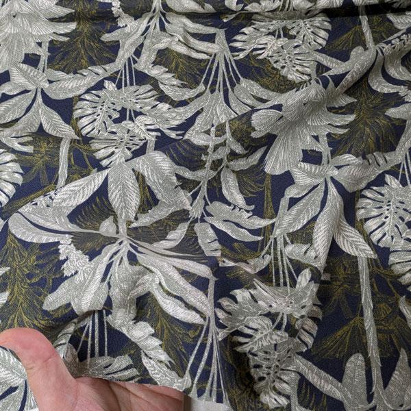 綿麻混織生地メロンクロス（5025-310）ボタニカルプリント　生地巾110cm   数量1（50cm）390円　　 MADEinJAPAN |  | 06